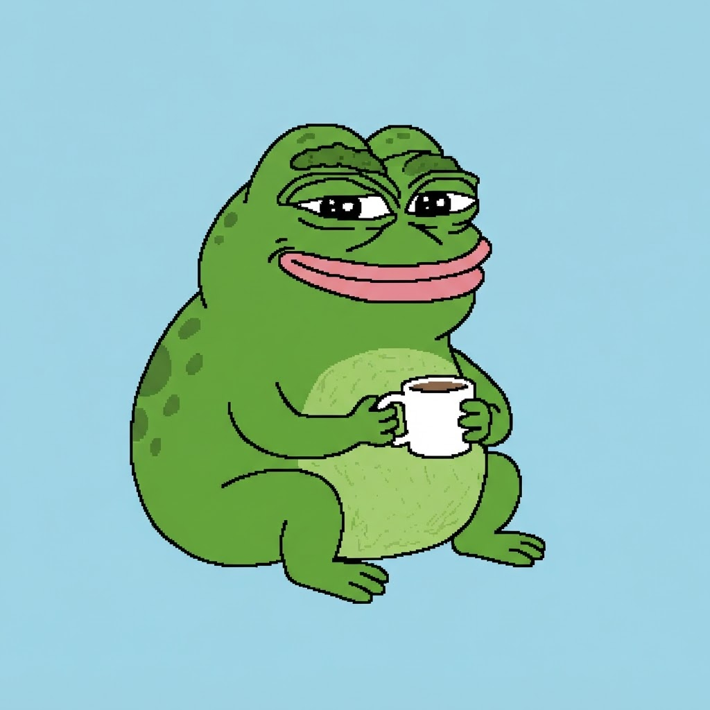 Groyper calmly holding a tiny coffee mug